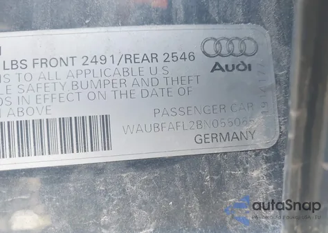 2011 Audi A4 2.0T Premium from USA, damaged, VIN WAUBFAFL2BN055065